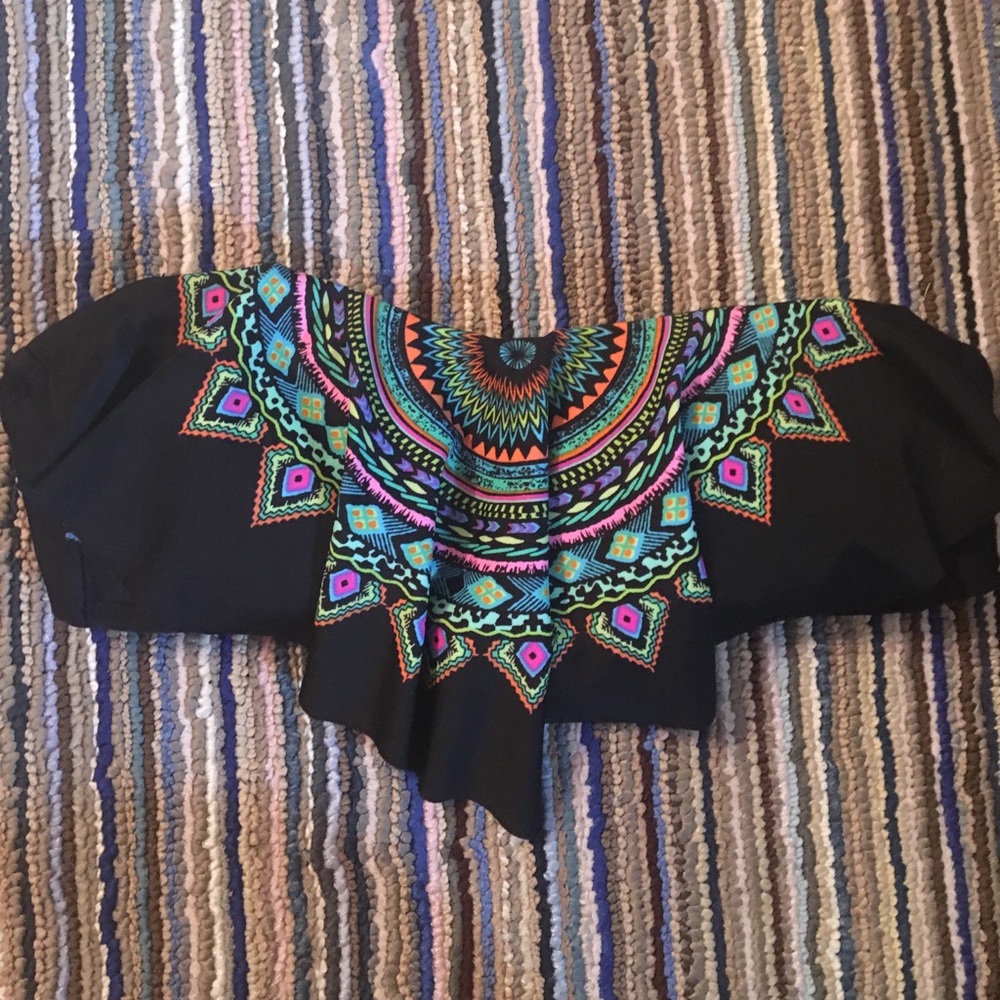 Cute black and colorful swimming suit top